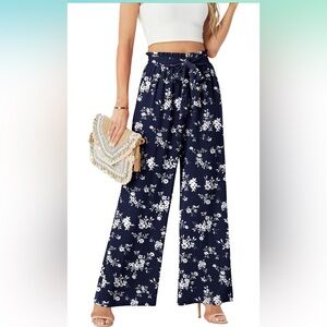 Freeoak Pants Trousers NWT Wide Leg High Waist Flowy Adjustable Knot Loose L